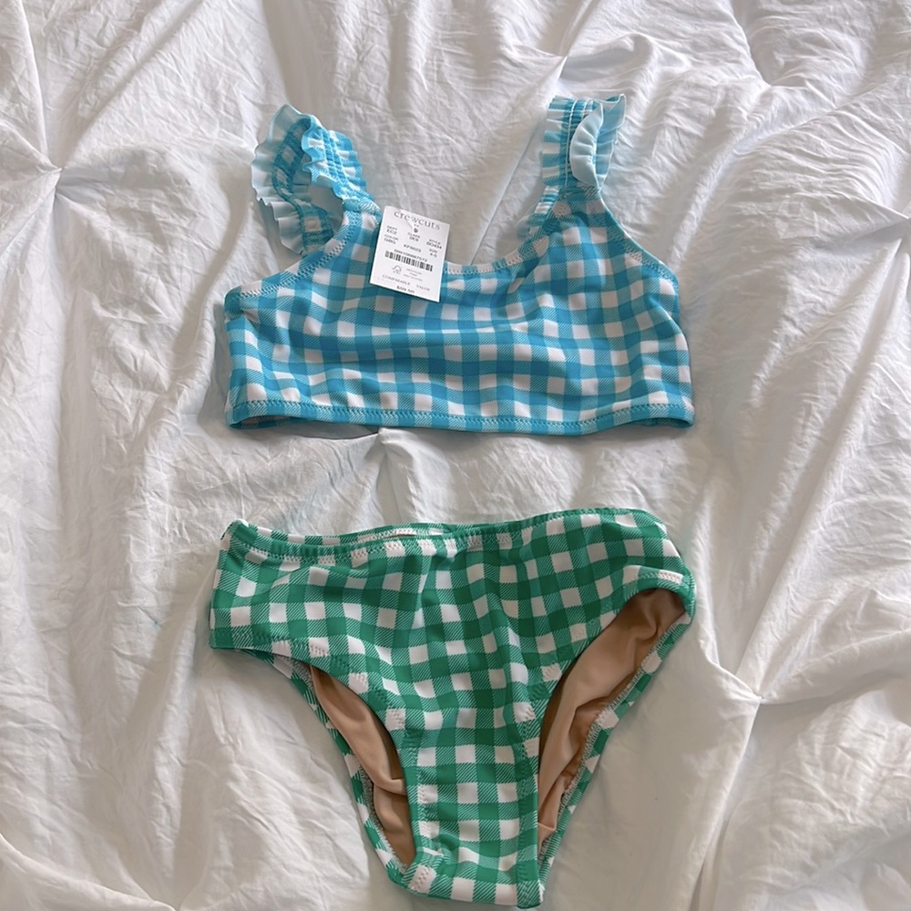 NWT J. Crew Factory Crewcuts two piece bathing suit, size 4-5